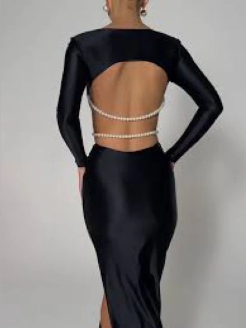Oh Polly | Dresses | Oh Polly Black Pearl Open Back Maxi Dress Size Nwt |  Poshmark